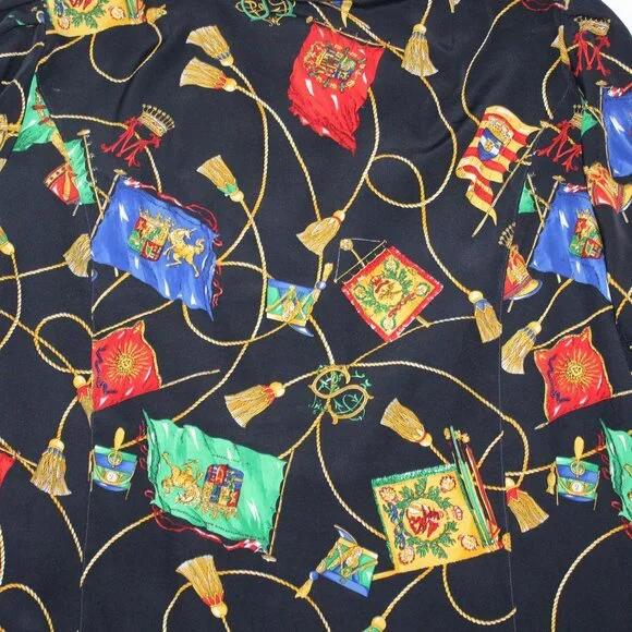 Schneberger Blouse Plus Sz Womens US 24 Royal Crest Pattern Button Front - Picture 12 of 16